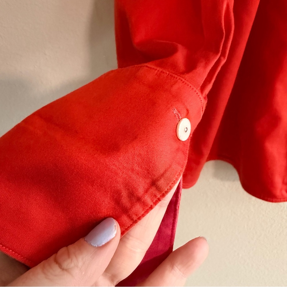 Paperwhite Orange Button Down Blouse - image 7